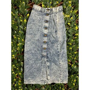 Vintage MADE IN USA American Profile Dungarees Denim Midi Skirt Size 25 Waist